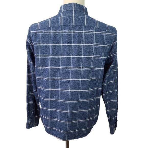 Untuckit Brignole Blue White Plaid Flannel Slim Fit Button Down Shirt Large - Picture 2 of 3